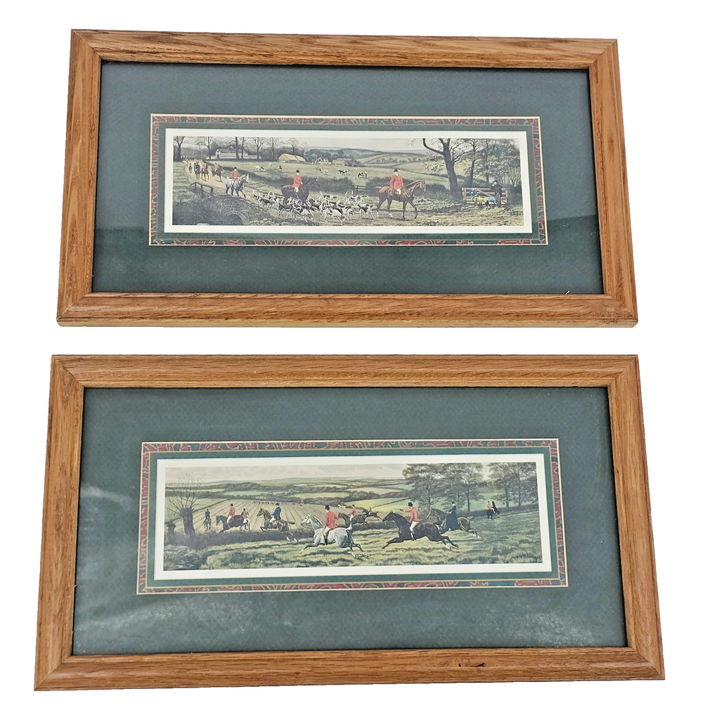 2 Vintage Horse Print Douglas Stock From Scent to View Fox Hunt Equestrian Art